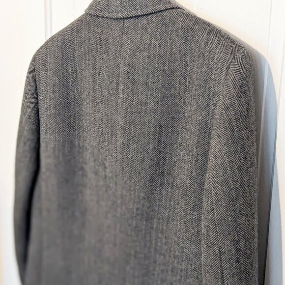 Vtg MALCOLM KENNETH Wool Herringbone Tweed Coat w/Measurements - Picture 7 of 12